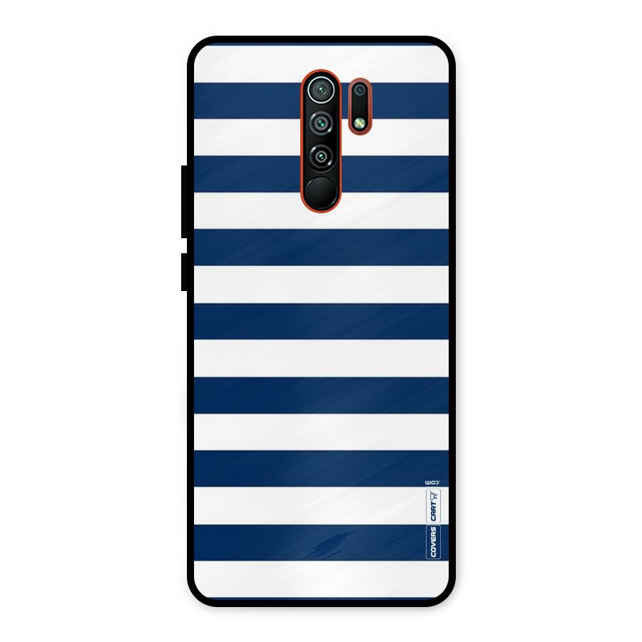 Classic Blue White Stripes Metal Back Case for Redmi 9 Prime