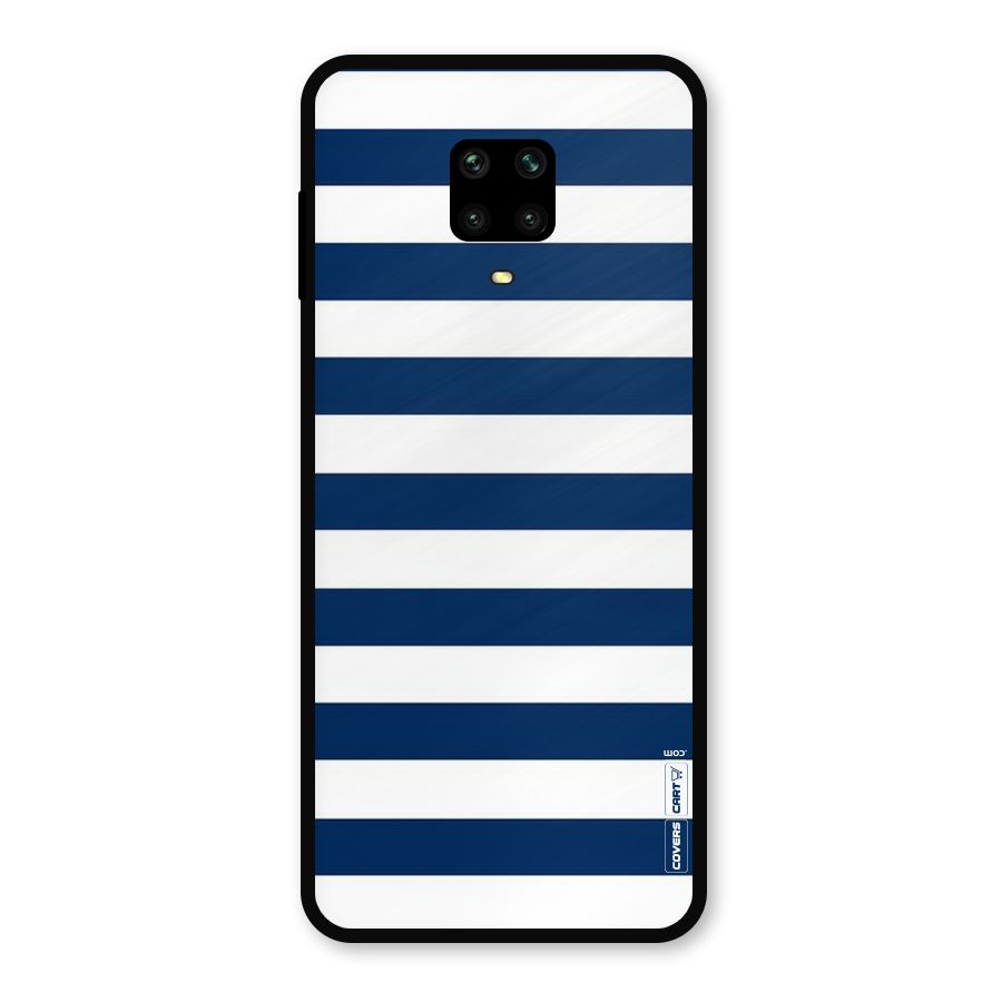 Classic Blue White Stripes Metal Back Case for Redmi Note 9 Pro Max