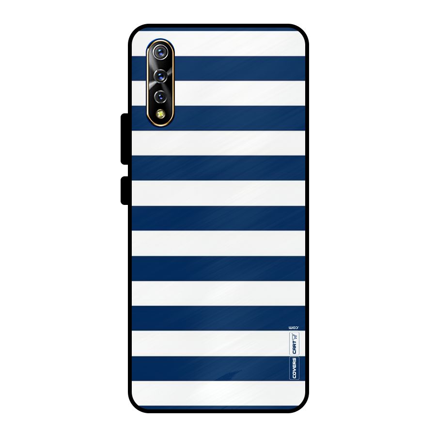 Classic Blue White Stripes Metal Back Case for Vivo S1