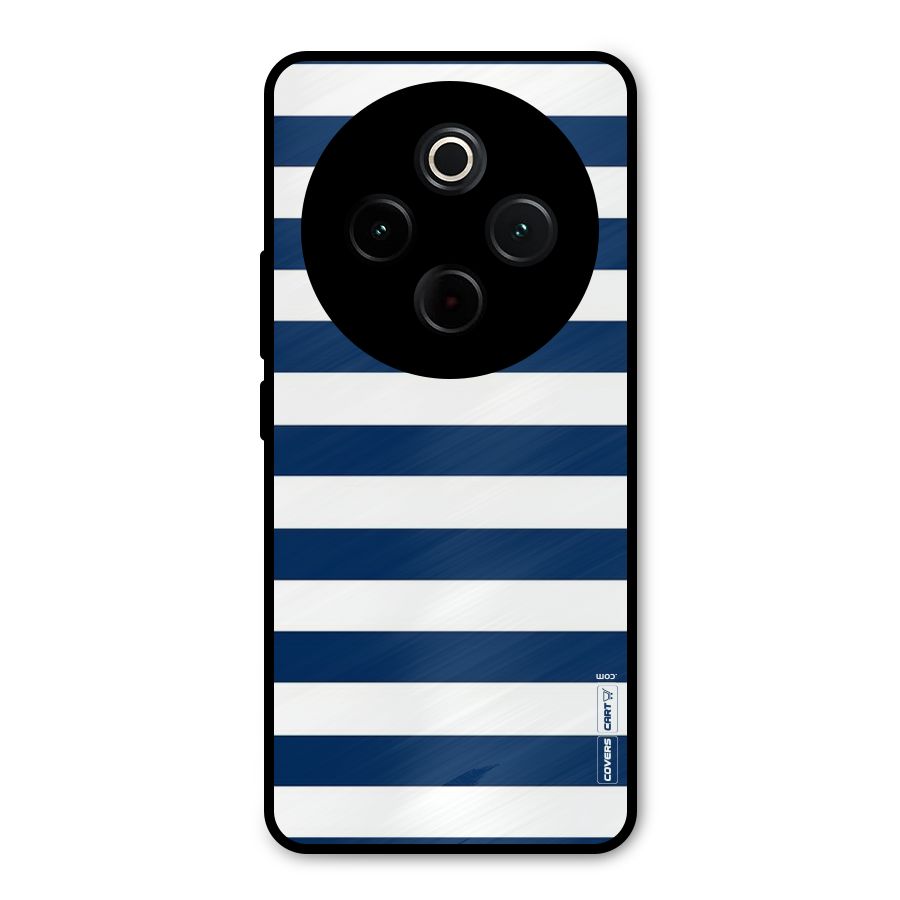 Classic Blue White Stripes Metal Back Case for Vivo T4