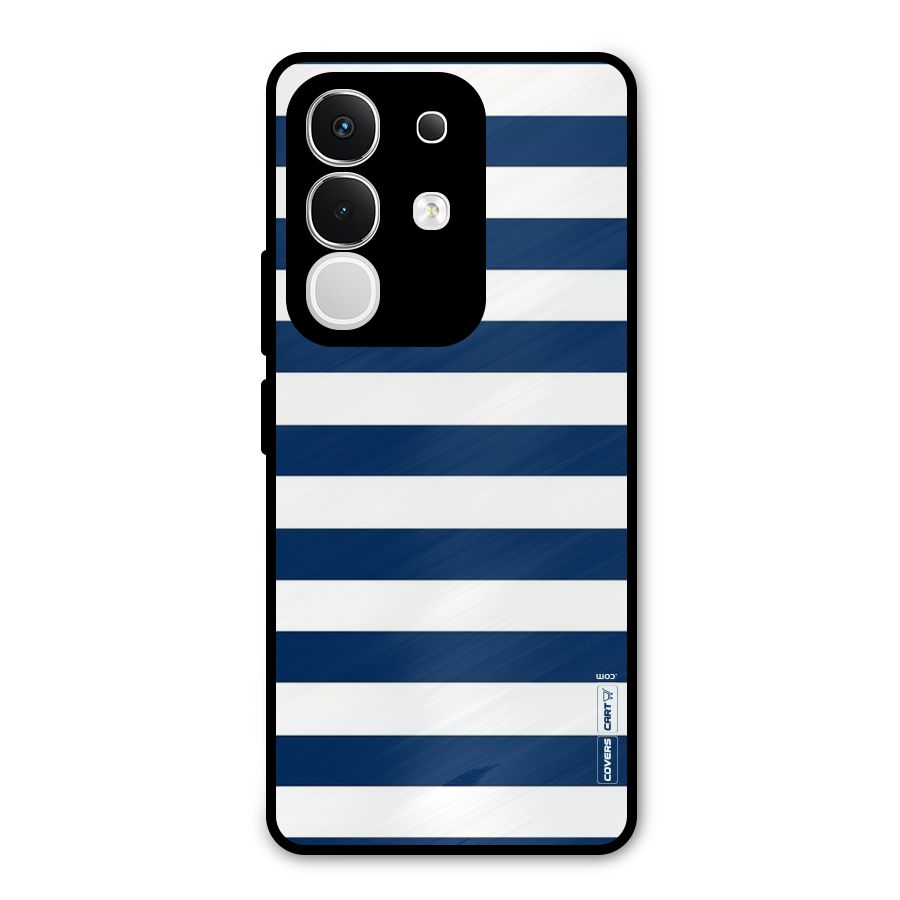 Classic Blue White Stripes Metal Back Case for Vivo T4x