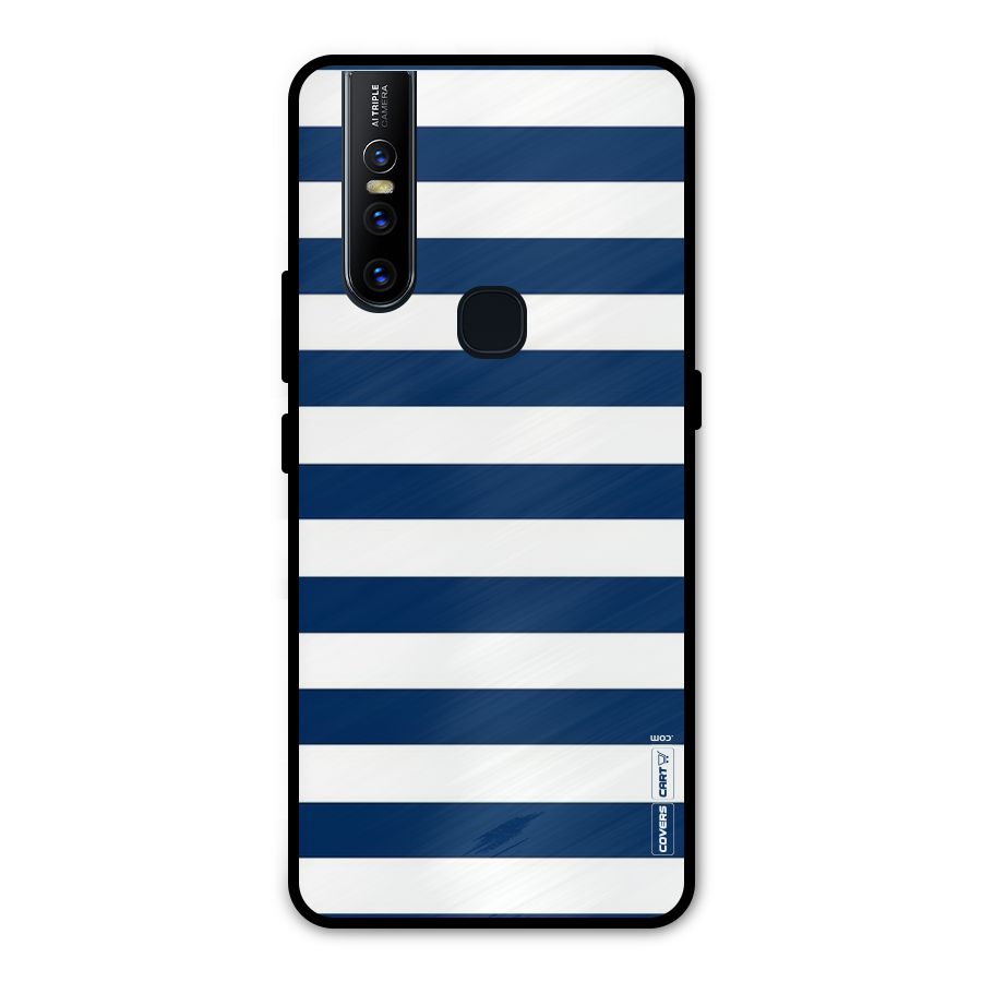 Classic Blue White Stripes Metal Back Case for Vivo V15