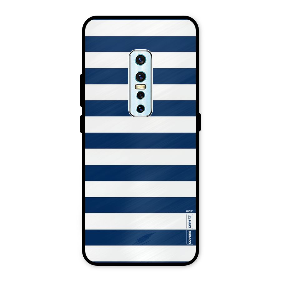 Classic Blue White Stripes Metal Back Case for Vivo V17 Pro