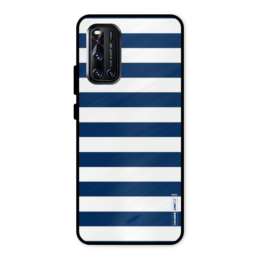 Classic Blue White Stripes Metal Back Case for Vivo V19