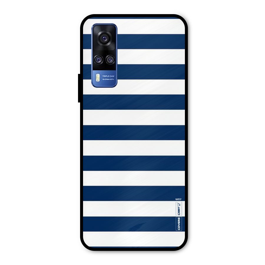 Classic Blue White Stripes Metal Back Case for Vivo Y31