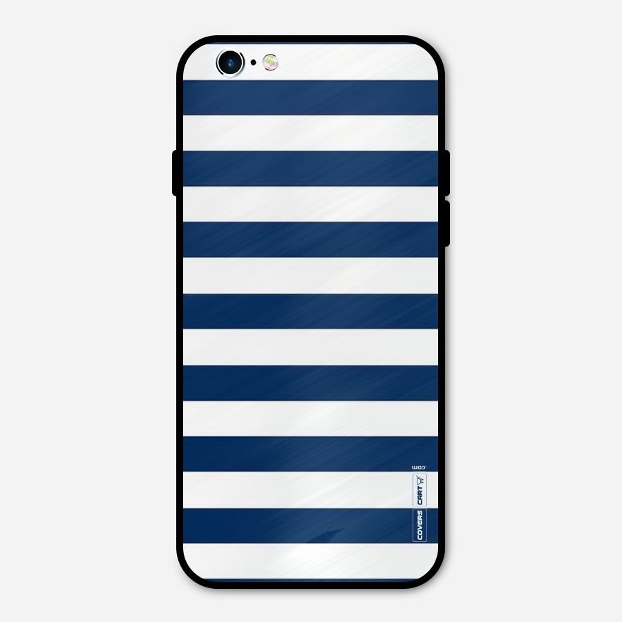 Classic Blue White Stripes Metal Back Case for iPhone 6 6s