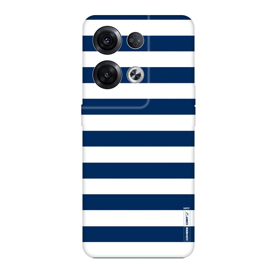 Classic Blue White Stripes Original Polycarbonate Back Case for Oppo Reno8 Pro 5G