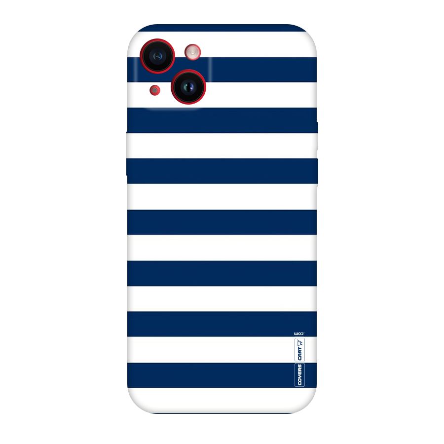 Classic Blue White Stripes Original Polycarbonate Back Case for iPhone 14 Plus