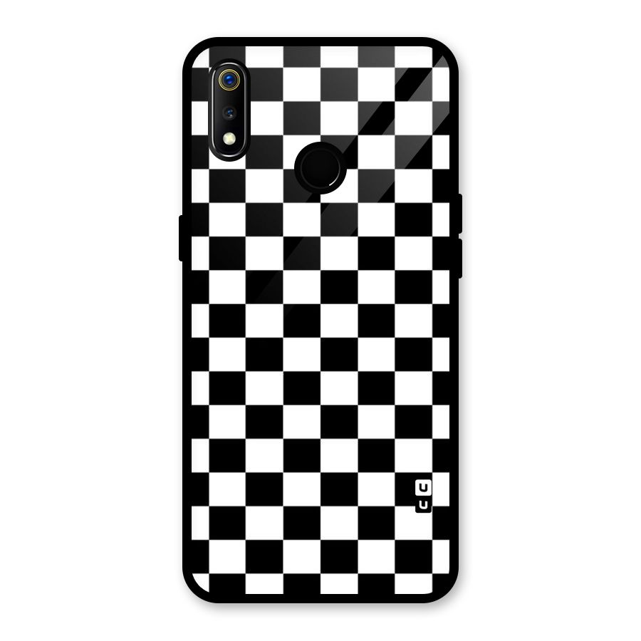 Classic Check Glass Back Case for Realme 3