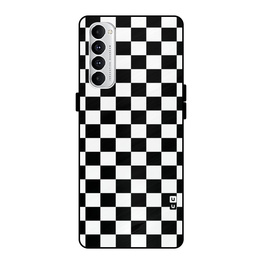 Classic Check Metal Back Case for Oppo Reno4 Pro
