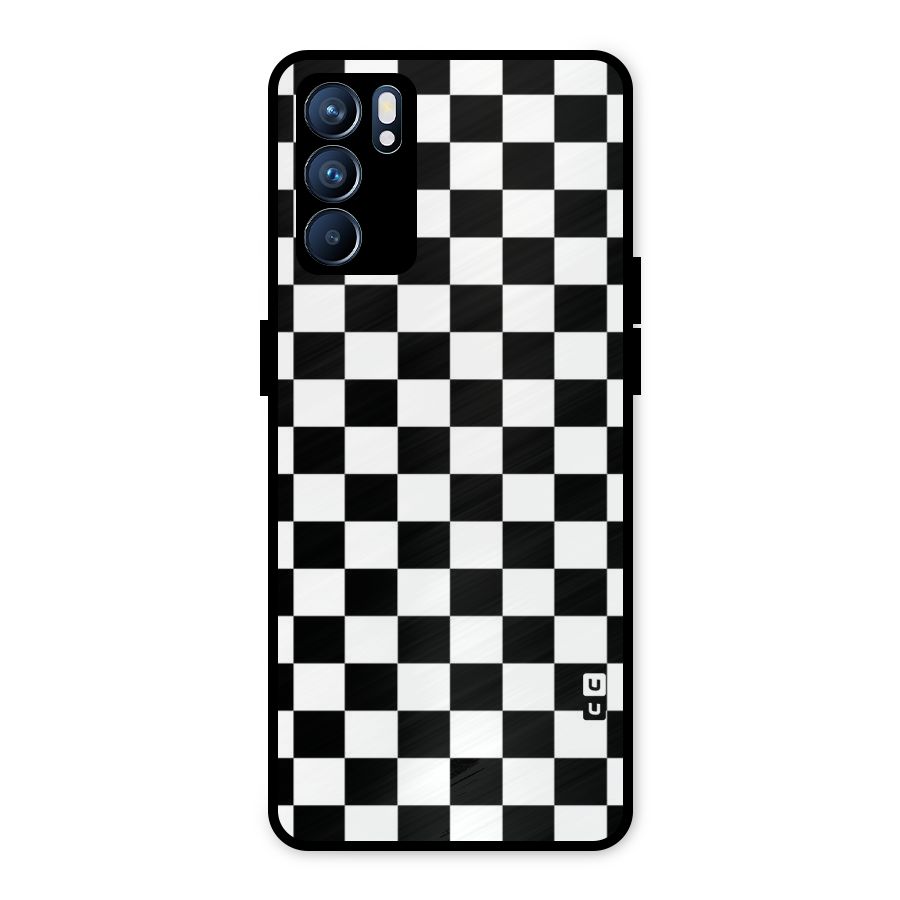 Classic Check Metal Back Case for Oppo Reno6 5G
