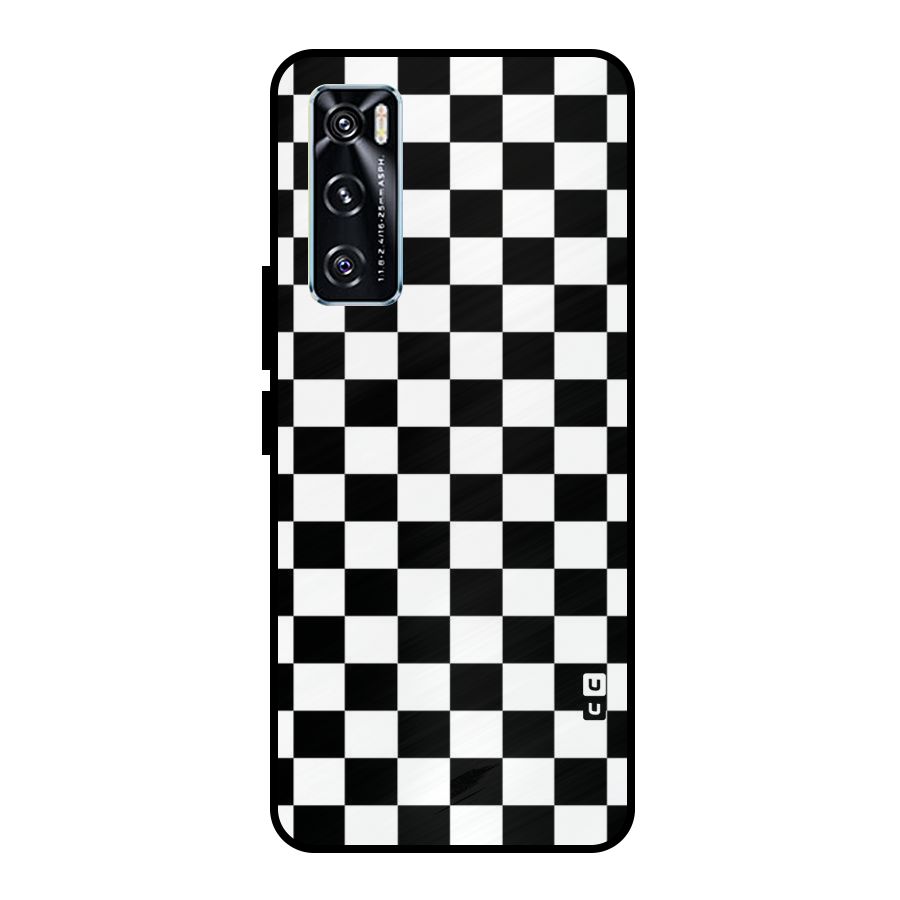 Classic Check Metal Back Case for Vivo V20 SE