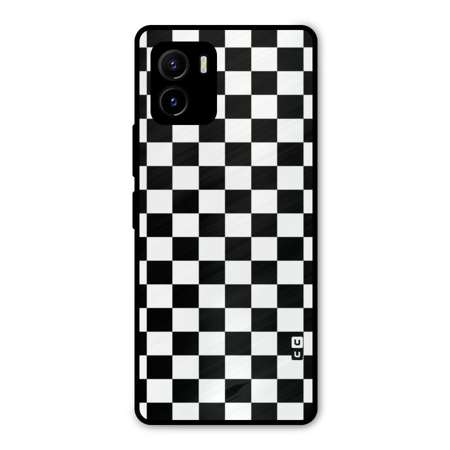 Classic Check Metal Back Case for Vivo Y15s