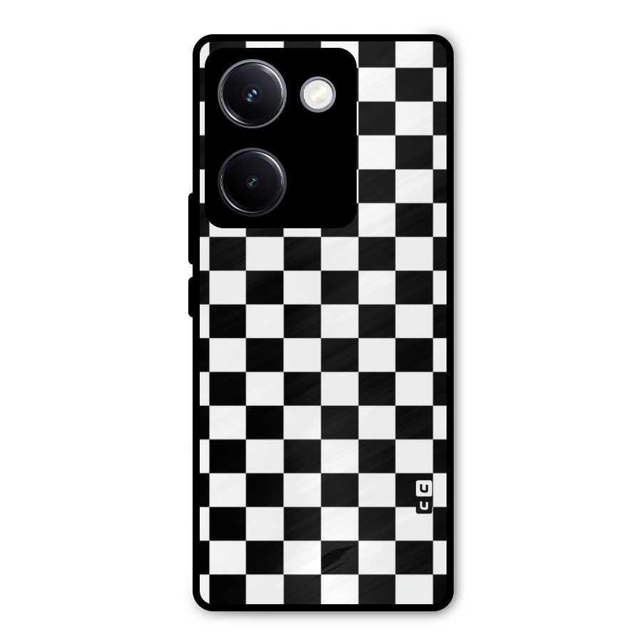 Classic Check Metal Back Case for Vivo Y300 Plus
