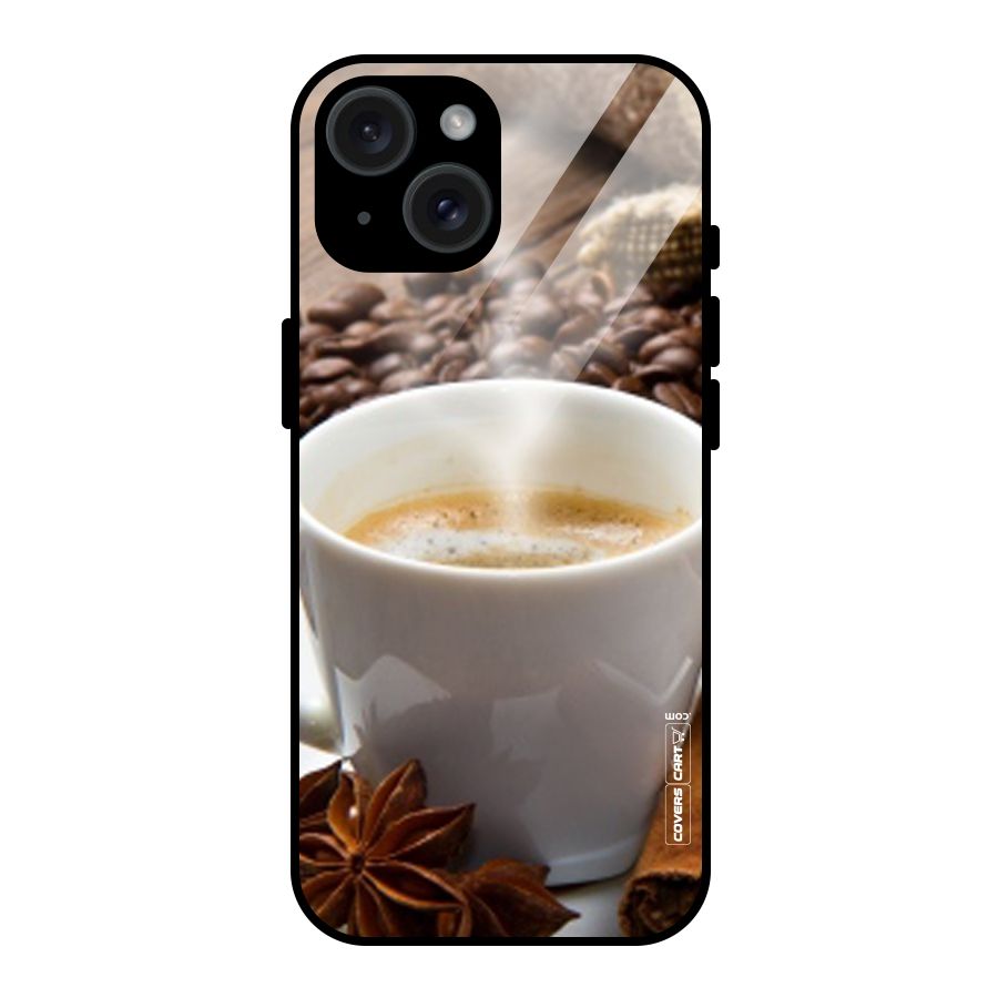 Classic Coffee Beans Glass Back Case for iPhone 15