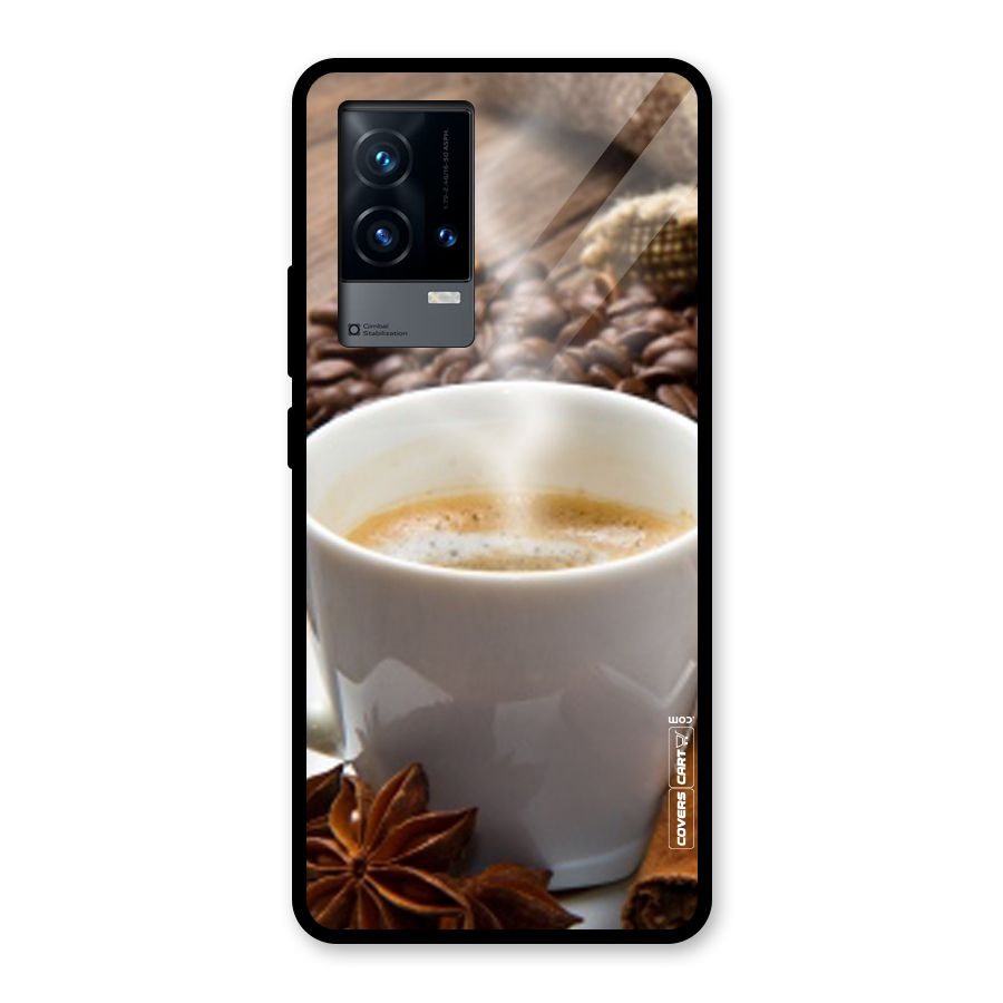 Classic Coffee Beans Glass Back Case for iQOO 9 5G