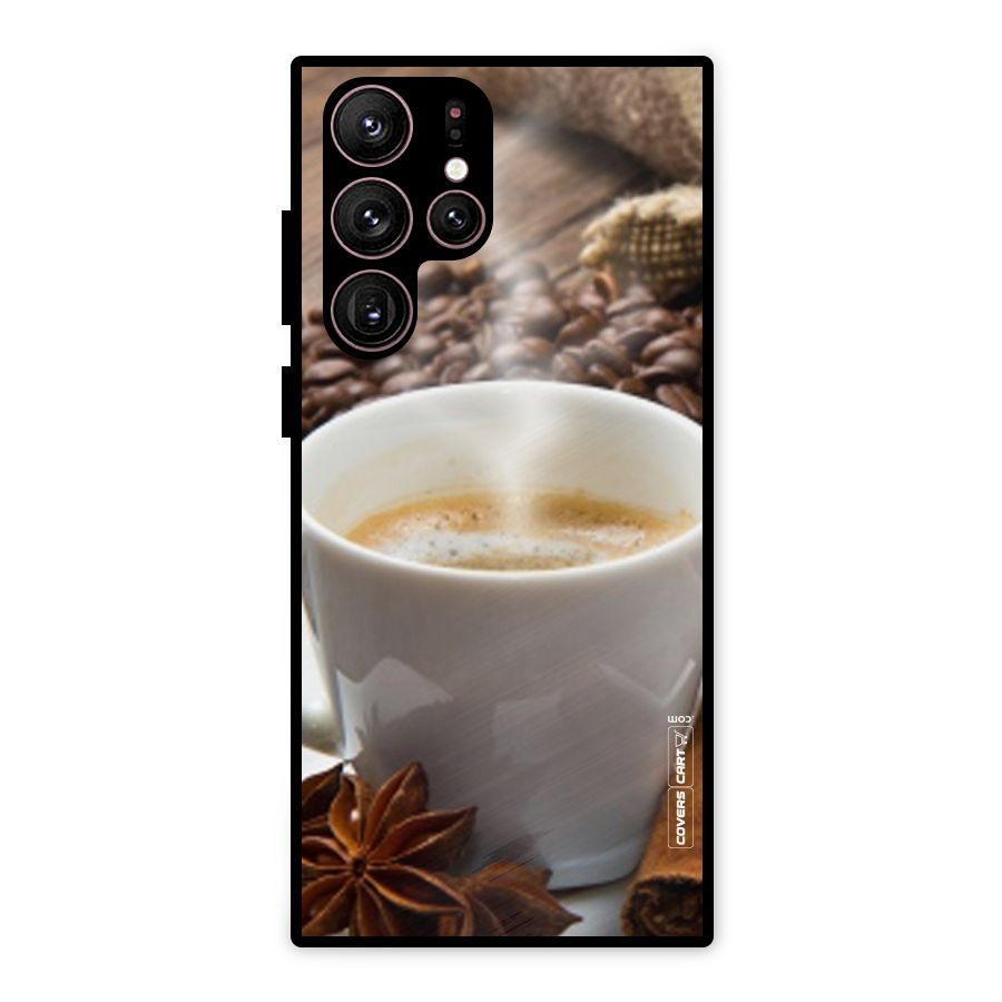 Classic Coffee Beans Metal Back Case for Galaxy S22 Ultra 5G