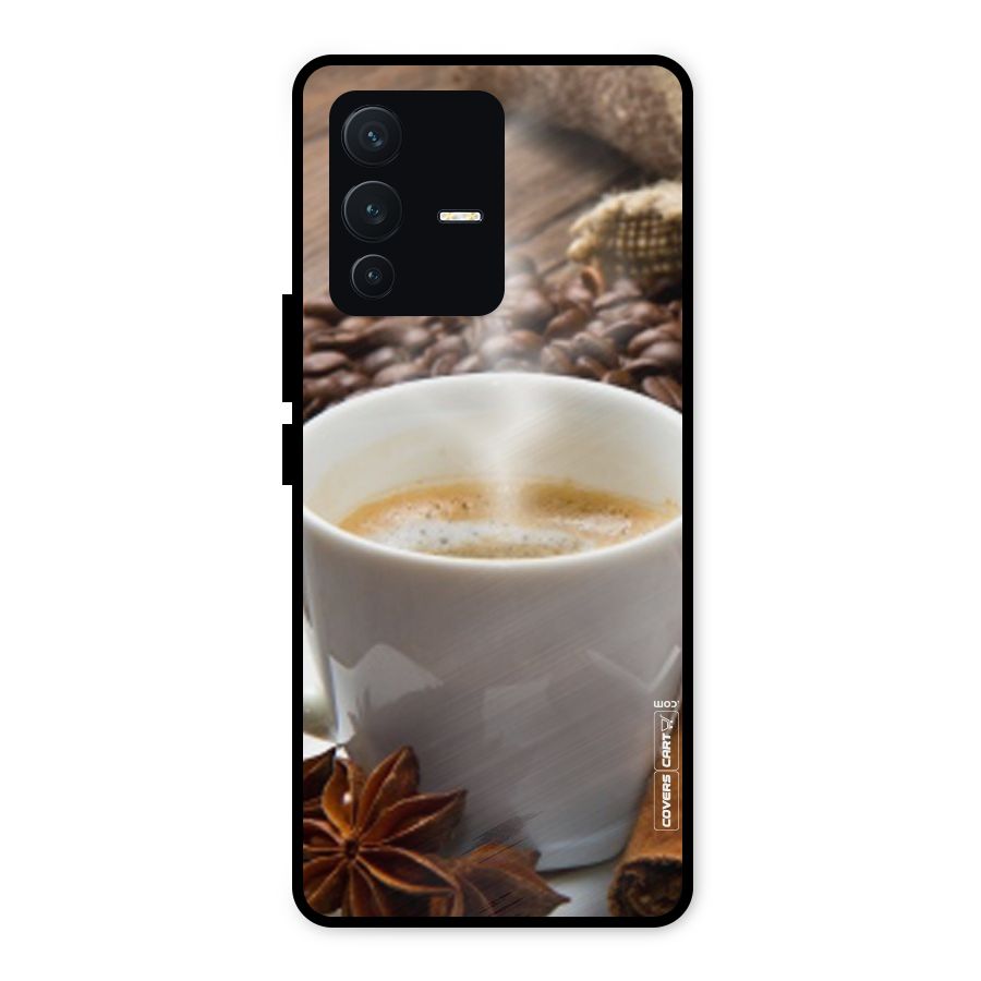 Classic Coffee Beans Metal Back Case for Vivo V23 5G