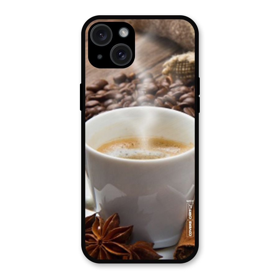 Classic Coffee Beans Metal Back Case for iPhone 15 Plus