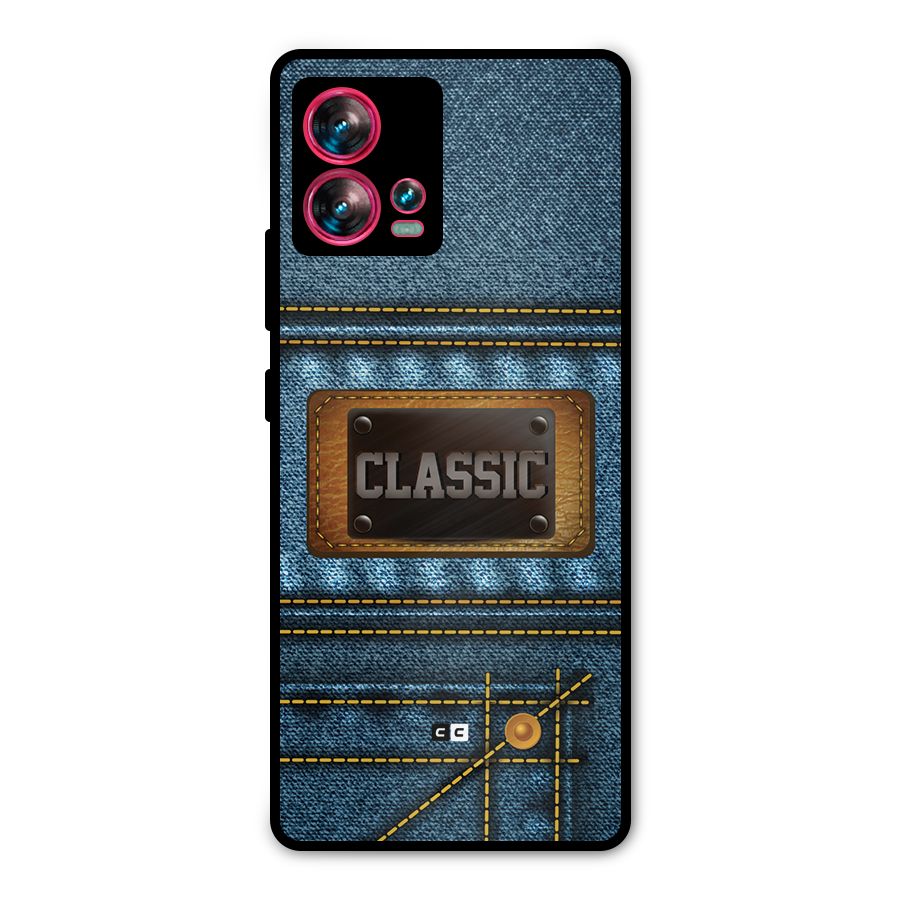 Classic Denim Metal Back Case for Motorola Edge 30 Fusion