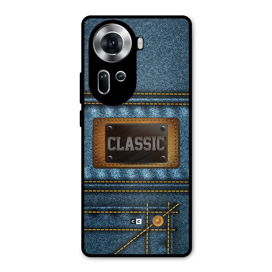 Classic Denim Metal Back Case for Oppo Reno11 5G