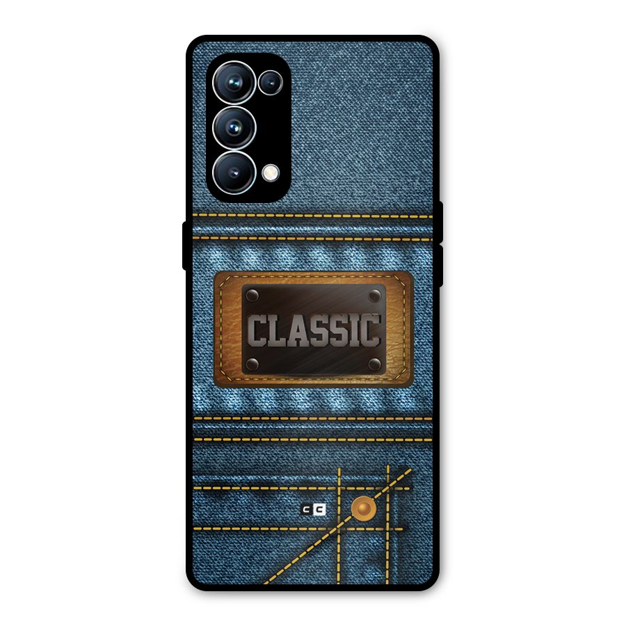 Classic Denim Metal Back Case for Oppo Reno5 Pro 5G