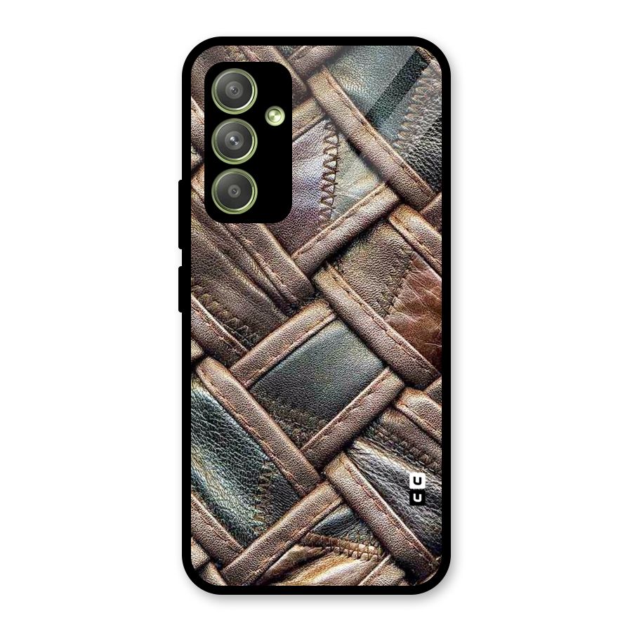 Classic Leather Belt Design Glass Back Case for Galaxy A54