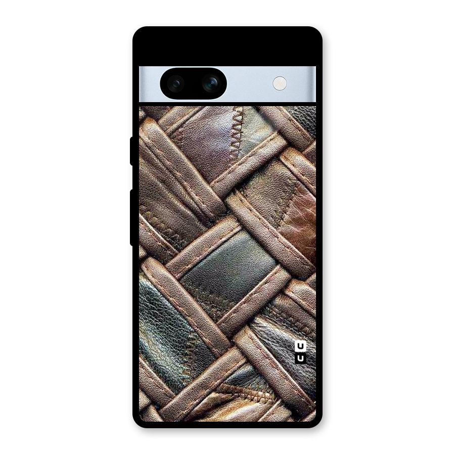 Classic Leather Belt Design Glass Back Case for Google Pixel 7a