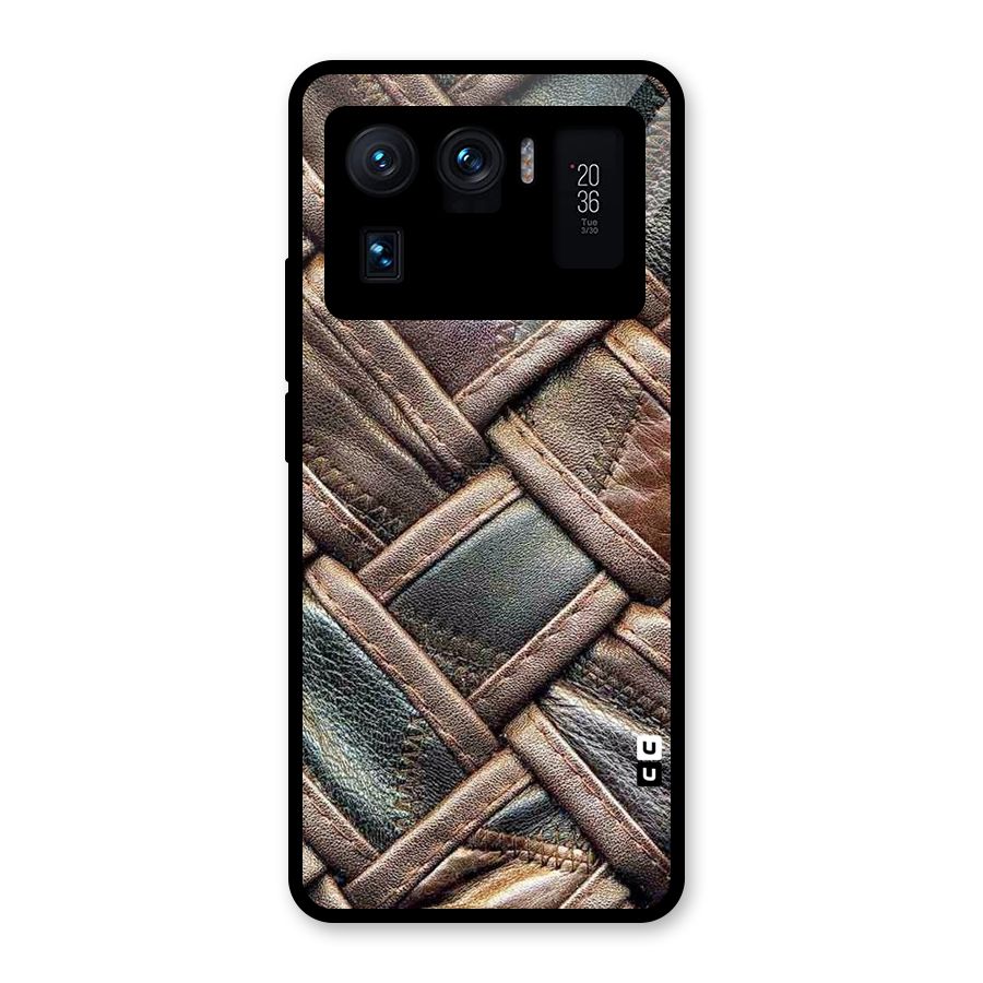 Classic Leather Belt Design Glass Back Case for Mi 11 Ultra