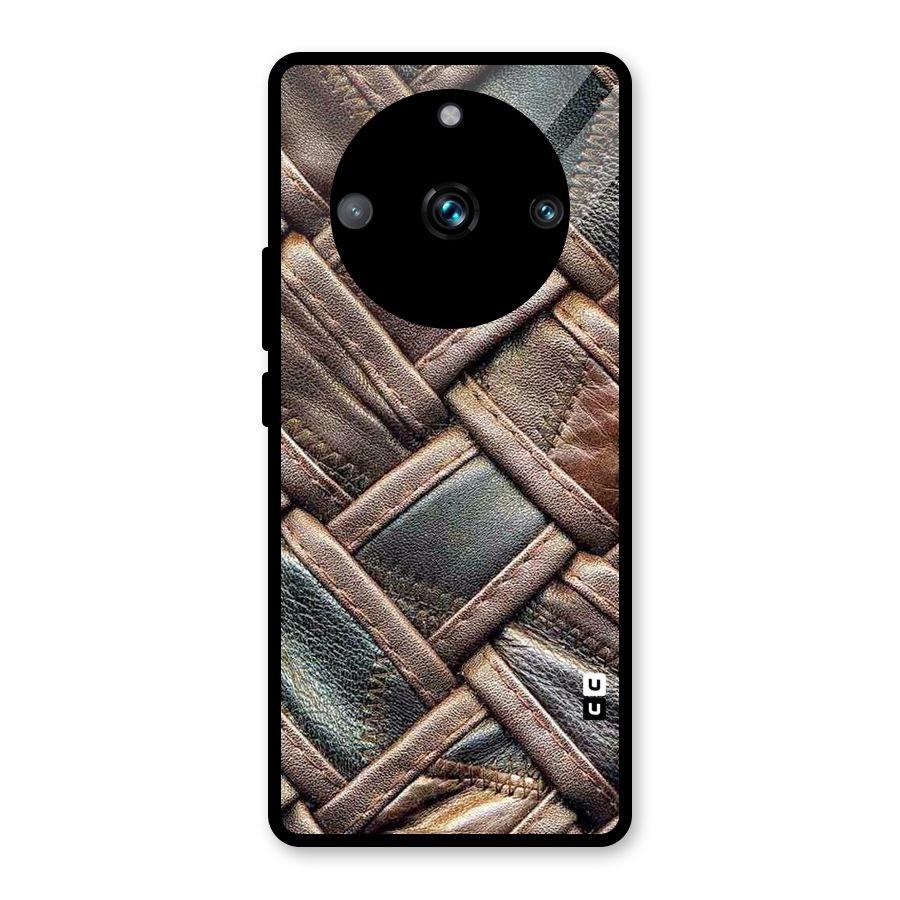Classic Leather Belt Design Glass Back Case for Realme 11 Pro