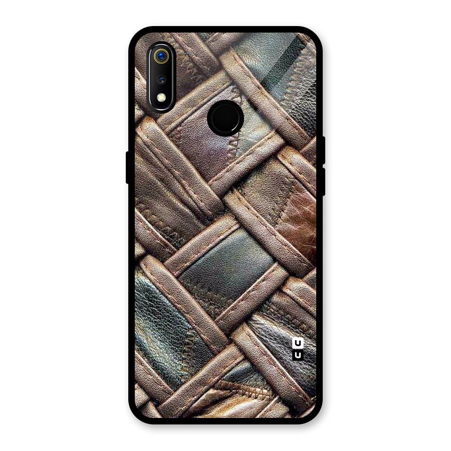 Classic Leather Belt Design Glass Back Case for Realme 3i
