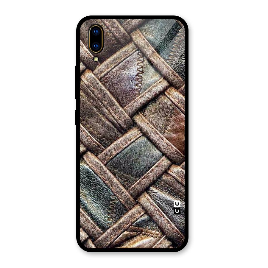 Classic Leather Belt Design Glass Back Case for Vivo V11 Pro