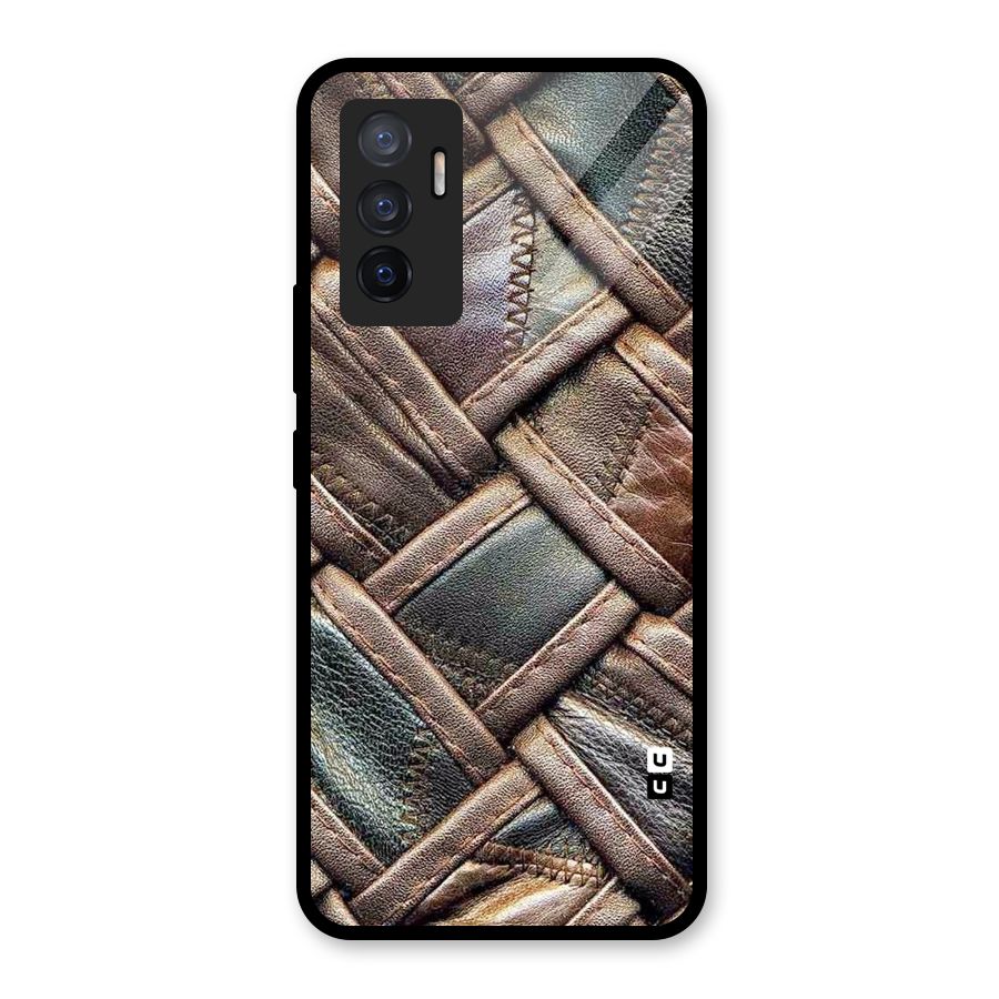 Classic Leather Belt Design Glass Back Case for Vivo V23e
