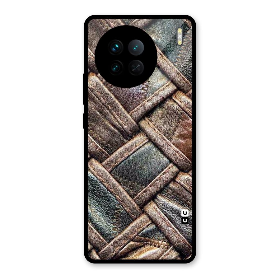 Classic Leather Belt Design Glass Back Case for Vivo X90