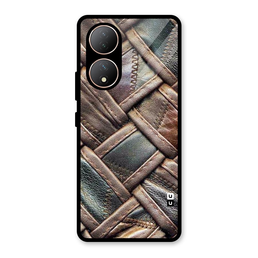 Classic Leather Belt Design Glass Back Case for Vivo Y100