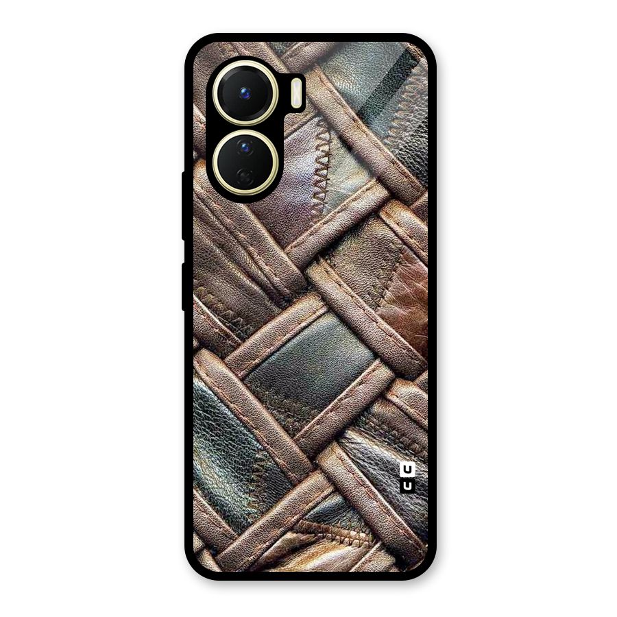Classic Leather Belt Design Glass Back Case for Vivo Y16