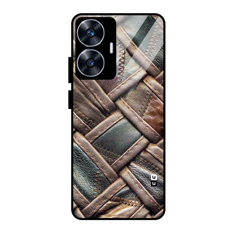 Classic Leather Belt Design Glass Back Case for realme C55