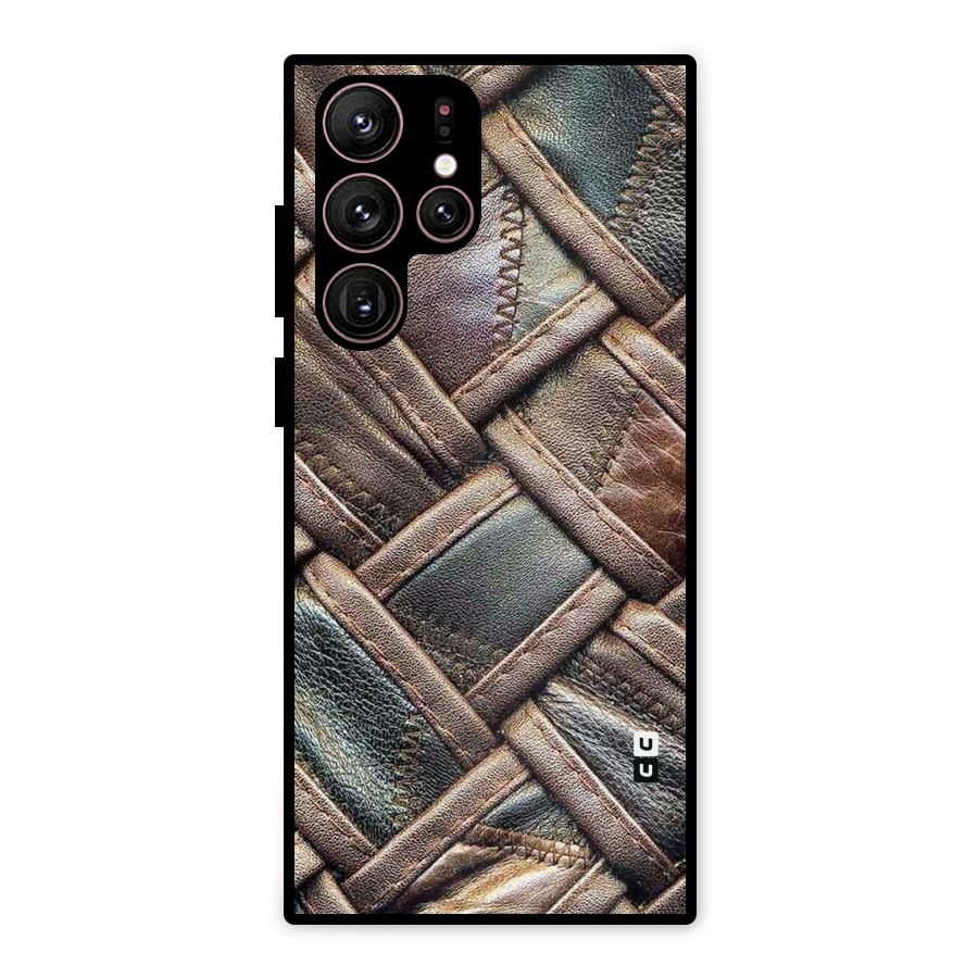 Classic Leather Belt Design Metal Back Case for Galaxy S22 Ultra 5G