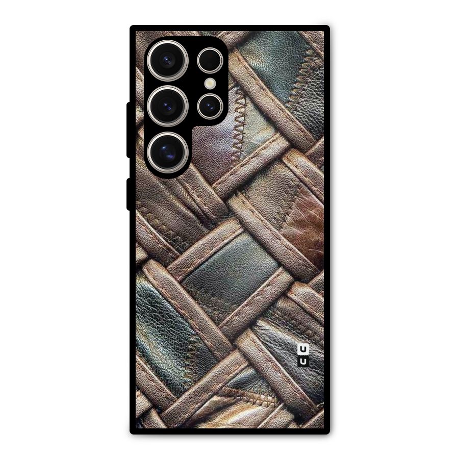 Classic Leather Belt Design Metal Back Case for Galaxy S24 Ultra