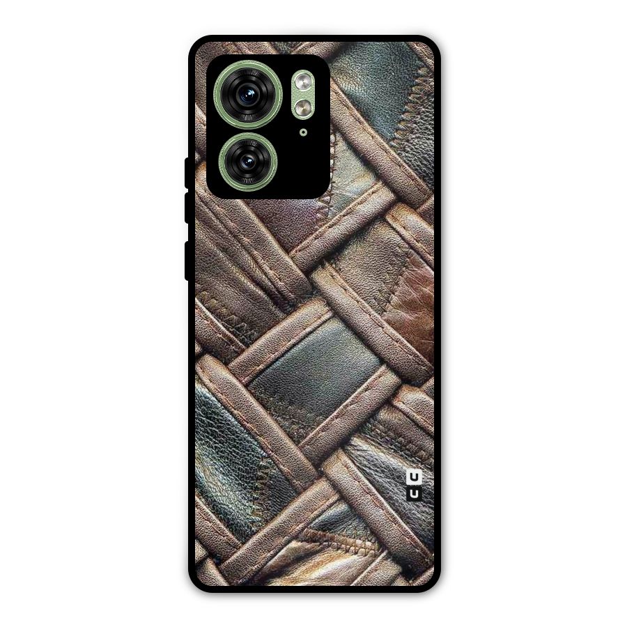 Classic Leather Belt Design Metal Back Case for Motorola Edge 40 5G