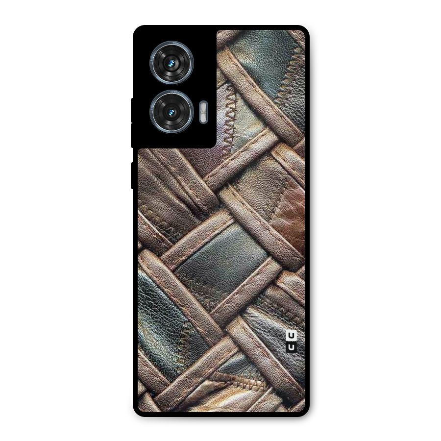 Classic Leather Belt Design Metal Back Case for Motorola Edge 50 Fusion