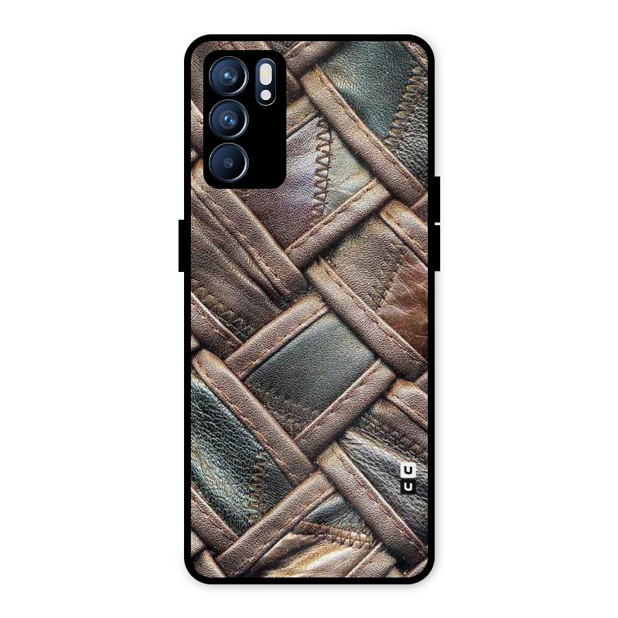 Classic Leather Belt Design Metal Back Case for Oppo Reno6 5G