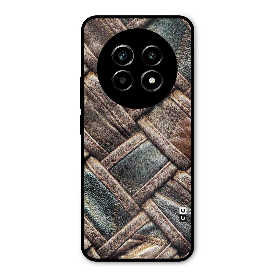 Classic Leather Belt Design Metal Back Case for Realme 13 Pro