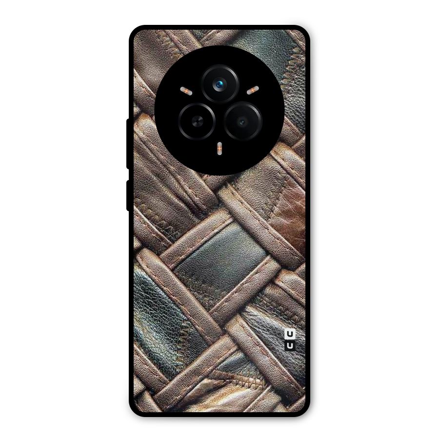 Classic Leather Belt Design Metal Back Case for Realme 14 Pro Plus