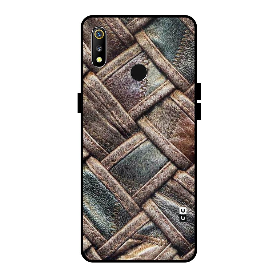 Classic Leather Belt Design Metal Back Case for Realme 3i