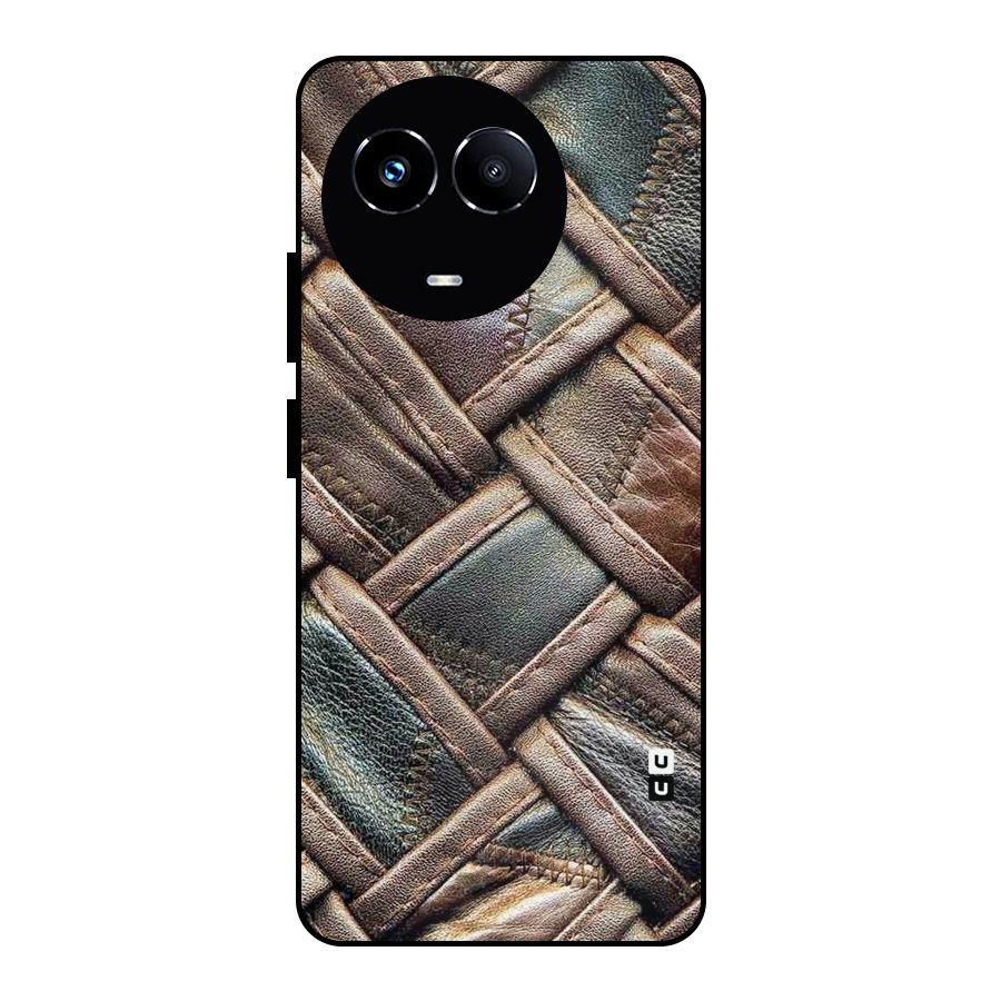 Classic Leather Belt Design Metal Back Case for Realme Narzo 60X
