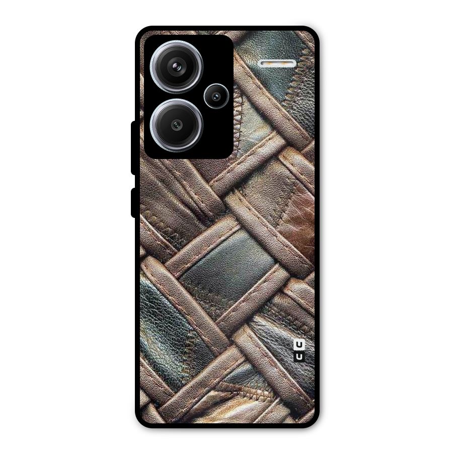 Classic Leather Belt Design Metal Back Case for Redmi Note 13 Pro Plus
