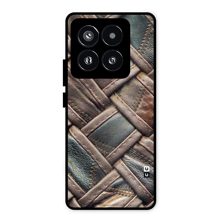 Classic Leather Belt Design Metal Back Case for Xiaomi 14 Pro