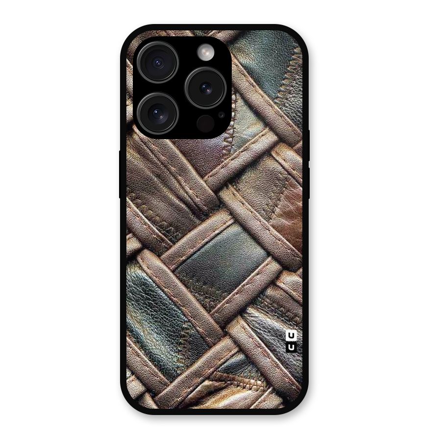 Classic Leather Belt Design Metal Back Case for iPhone 15 Pro