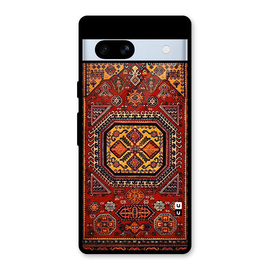 Classic Luxury Carpet Pattern Glass Back Case for Google Pixel 7a